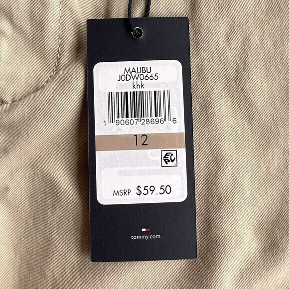 TOMMY HILFIGER Women's Malibu Piping-Trim Shorts Size 12 khaki Cotton/Elastane - Picture 6 of 16